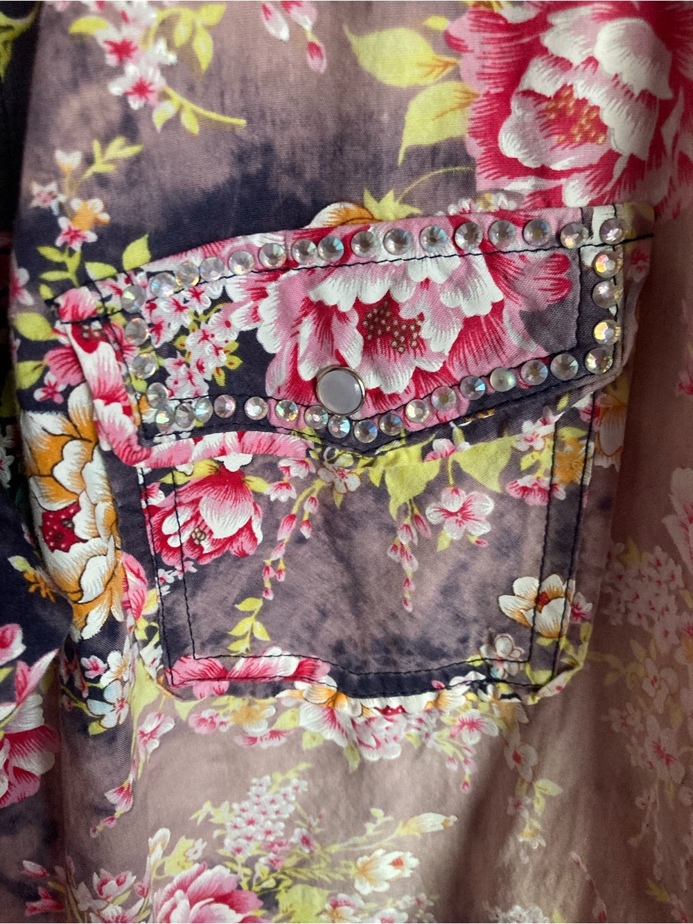 Floral Midi Dress Shirt - Pink & Black - Picture 6 of 9